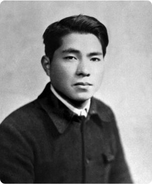 Foto discurso do jovem Ikeda no dia em que assume a presidência da Gakkai